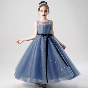 Girls' Evening Dress Tulle Tutu Children's Birthday Princess Gown for Host Catwalk Piano Performance