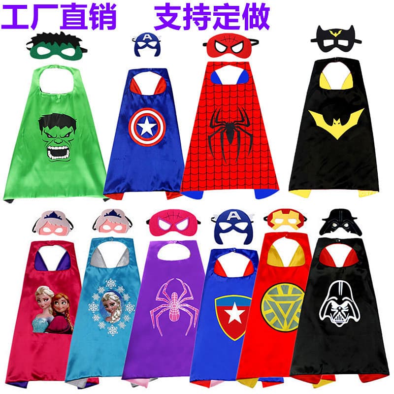 Children's Superhero Cape Costume, Spider-Man Cape, Avengers Print Cloak, Halloween Outfit Robe