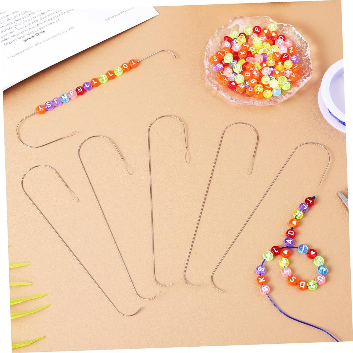 Beaded Curved Needle Lead Needle Double-Ended Big Eye Beading Needle Rice Bead Threading Machine Needle Jewelry DIY Hook Needle Steel Needle Curved Needle