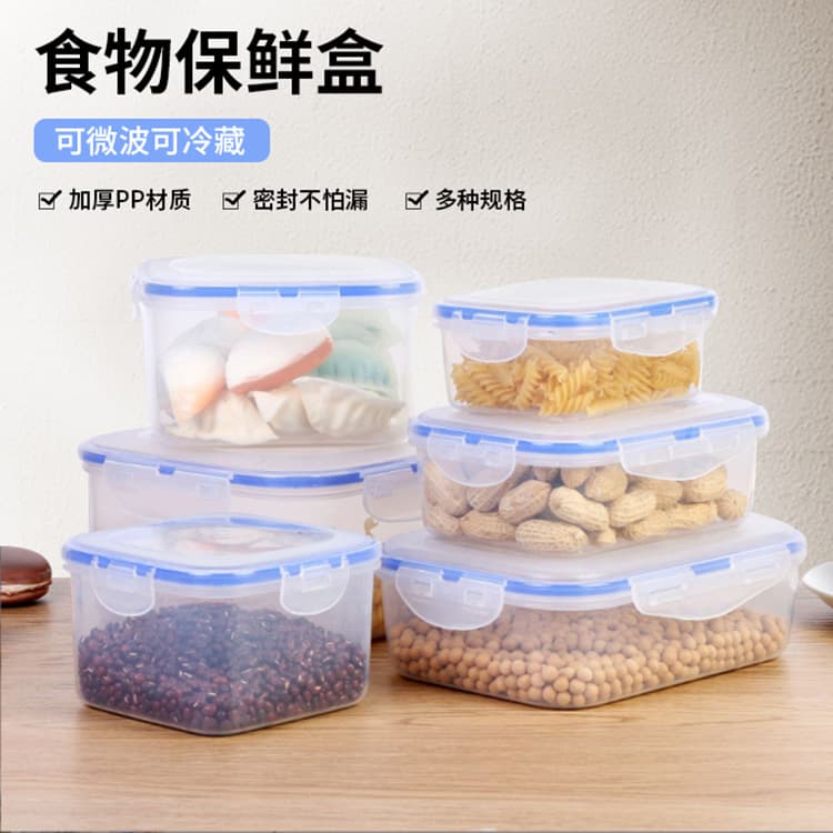 Plastic Food Storage Containers with Lids, Airtight, for Refrigerator, Microwave, Kitchen, Square, Clear