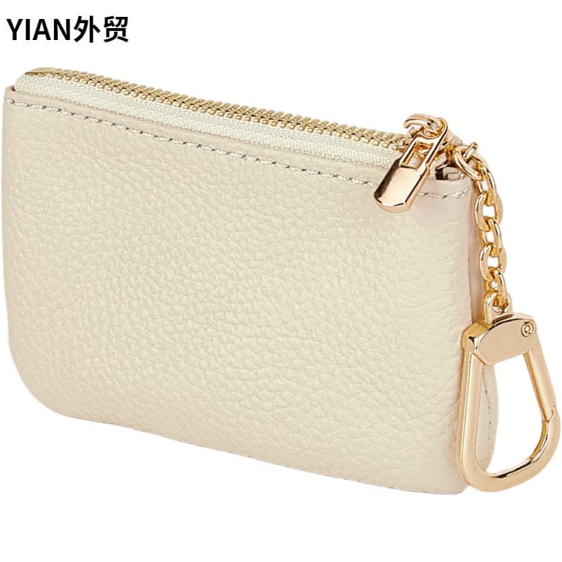 2026 Simple Leather Coin Purse with Keychain Small Coin Purse Keychain Bag Small Card Holder Chain Wallet