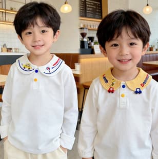 Children's Base Layer 2026 Fall Turn-Down Collar Boys' Long Sleeve Inner Wear Kids' Apparel Wholesale Casual Versatile