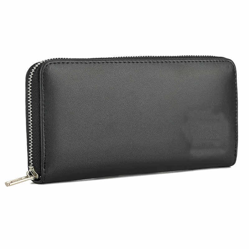 2026 New Men's Anti-Theft RFID Multifunctional Card Holder Double Zipper Long Clutch Genuine Leather Men's Wallet