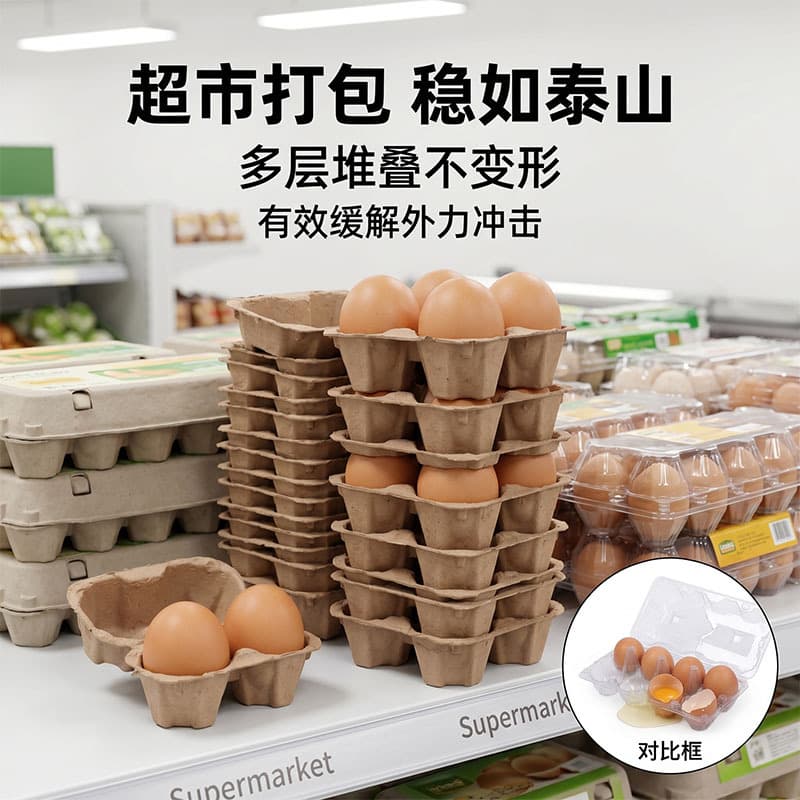 Disposable Egg Tray Shockproof Pressure-Resistant Egg Carton Biodegradable Material Duck Egg Storage Packaging Box