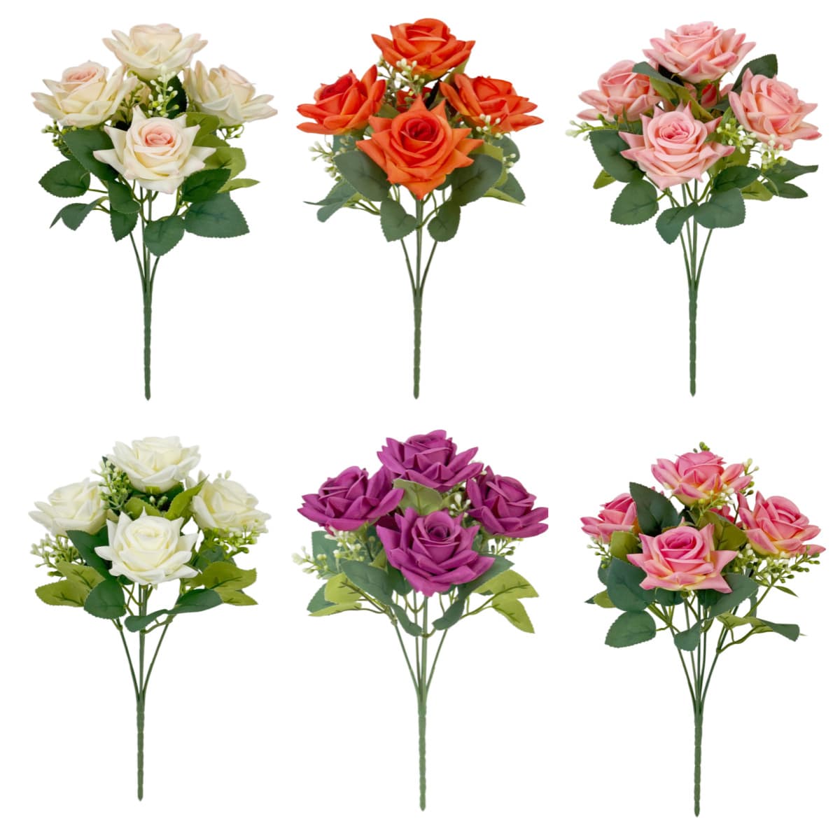 Foreign trade manufacturer high-quality artificial roses 5-head small bunch flower arrangement home decoration wedding bouquet
