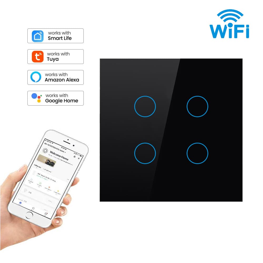 Hot-selling Tuya tuya86 European standard WIFI wall switch single fire zero fire touch voice intelligent switch