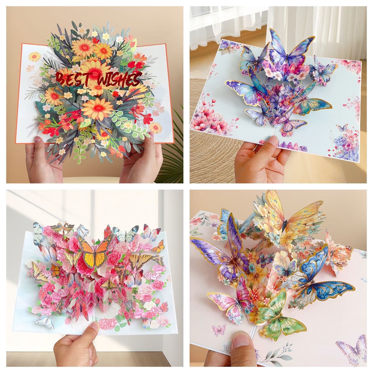 New 3D Pop-up Greeting Card with Flower Bouquet for Teacher's Day, Birthday, Thanksgiving Gift for Teachers, Cross-border Factory Wholesale