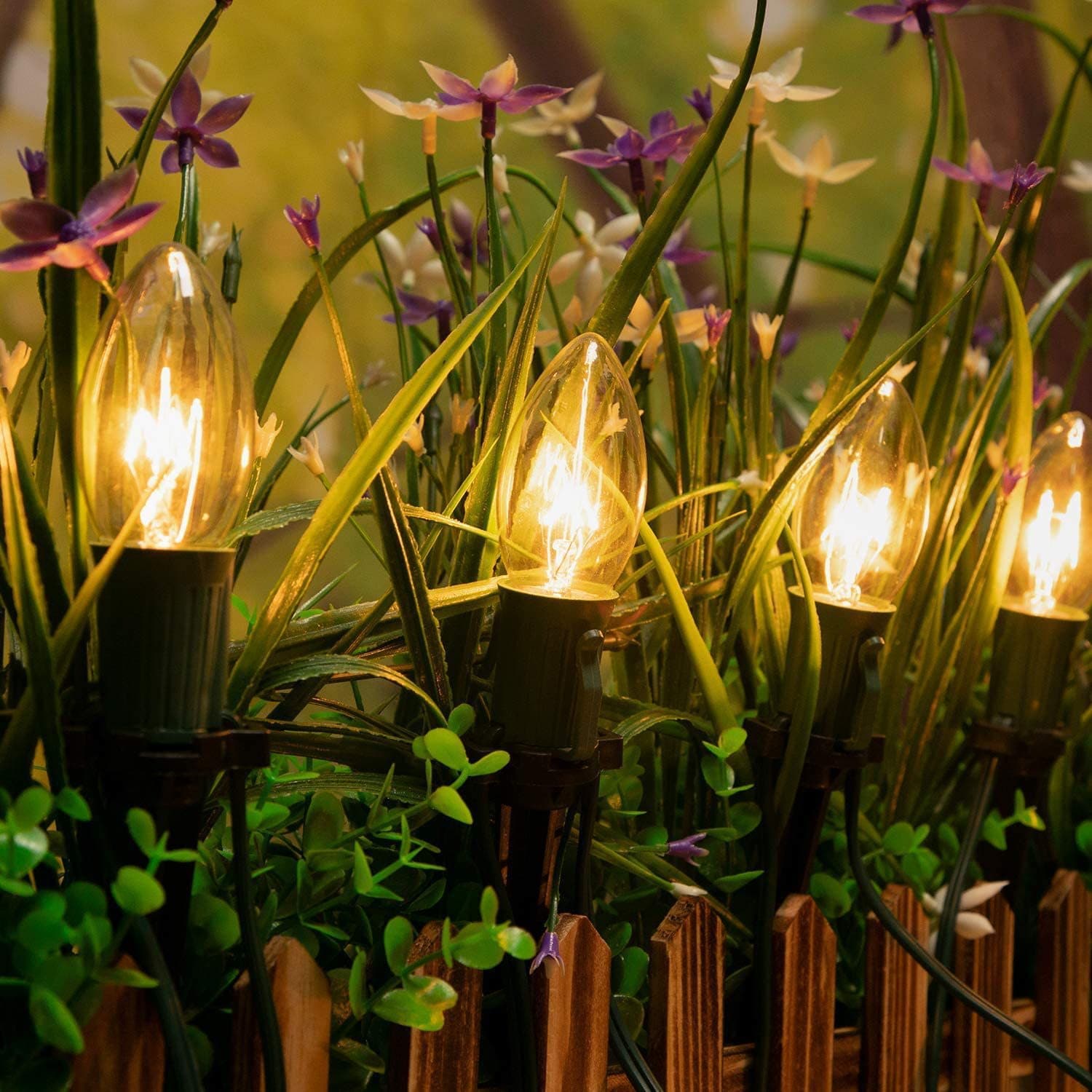 100 Pack C7 C9 Lamp Socket Universal Outdoor Holiday Lighting Christmas Light Lawn Black Ground Stake