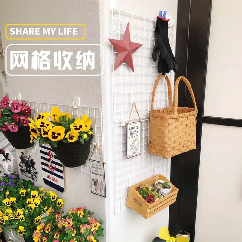 Thickened Grid Panel Pet Fence, Anti-Dog/Cat Iron Mesh, Kindergarten Creative Wall Iron Grid Storage Rack