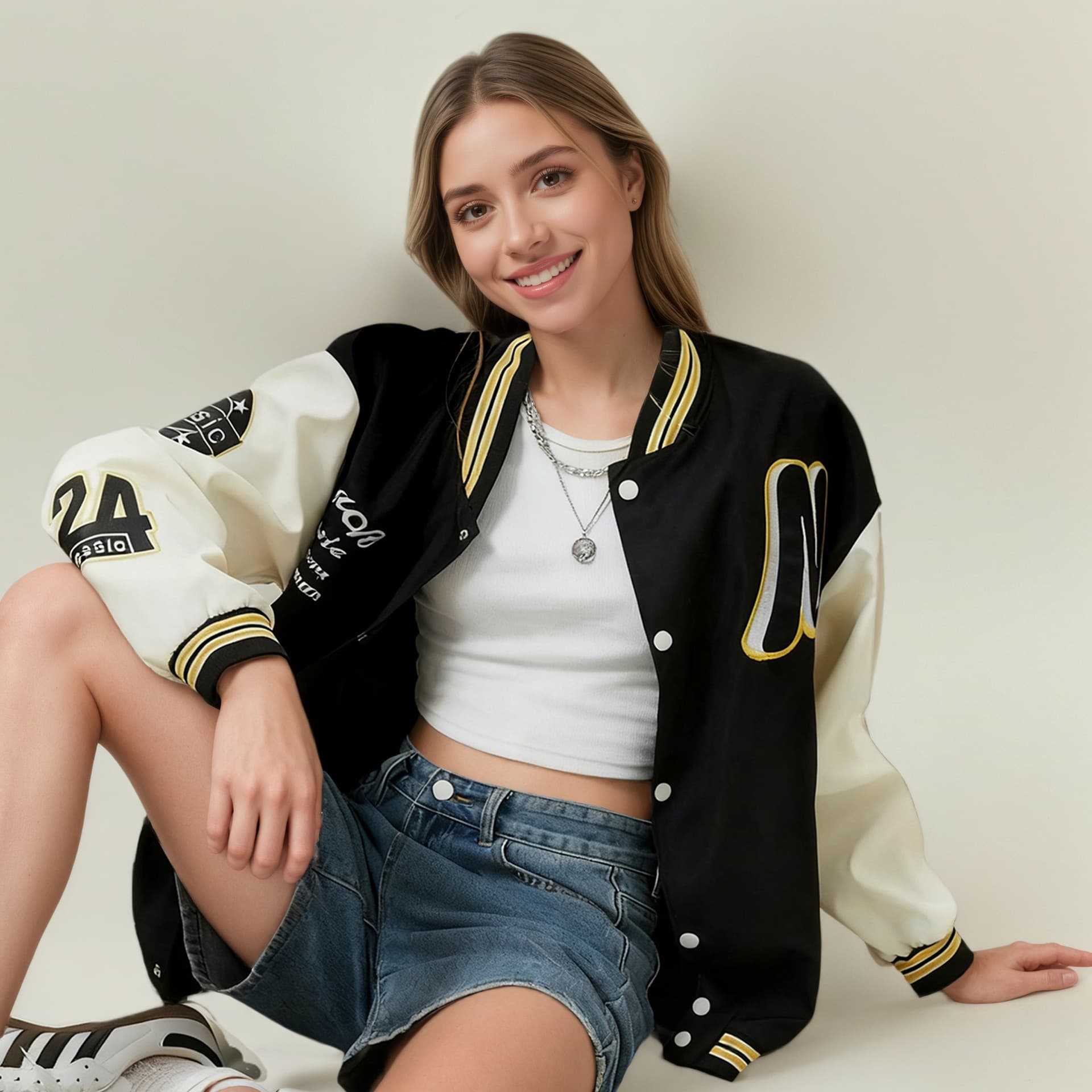 Cross-border AliExpress Spring New Jacket Sports Loose Casual Contrast Color Letter Print Jacket Women's Coat