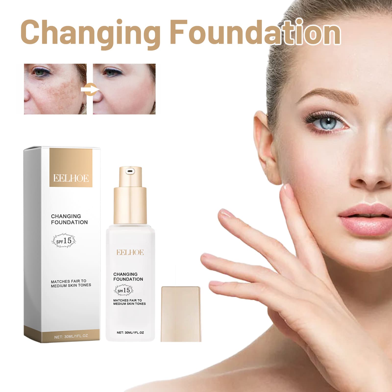 EELHOE Moisturizing Foundation - Hydrating, Brightening, Concealing, Oil-Control, Fine, Lightweight, Long-Lasting Foundation