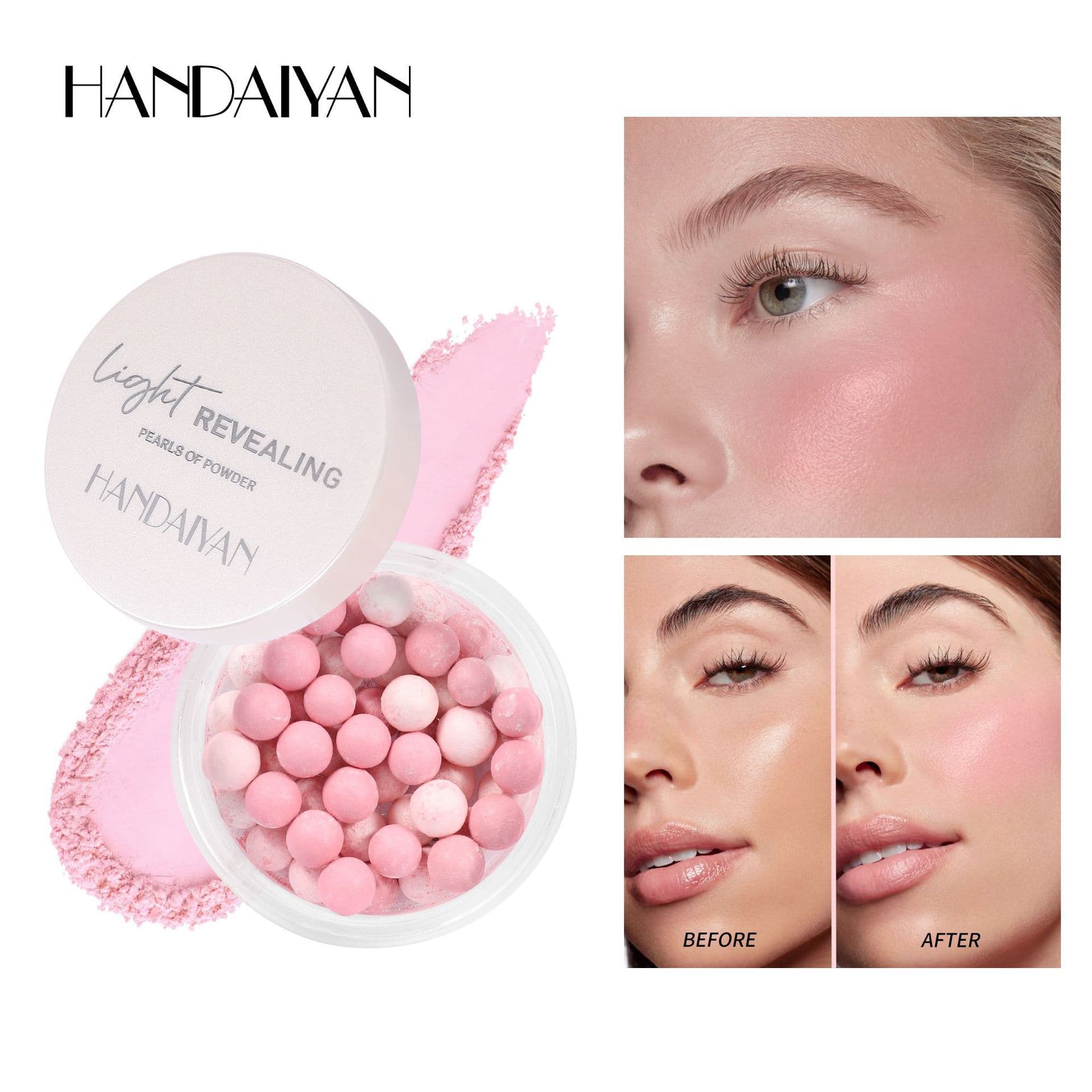 Handaiyan Long-Lasting Setting Powder Ball, Setting Powder with Pearlescent Highlighter, Contouring, Oil Control, Wholesale in Five Colors