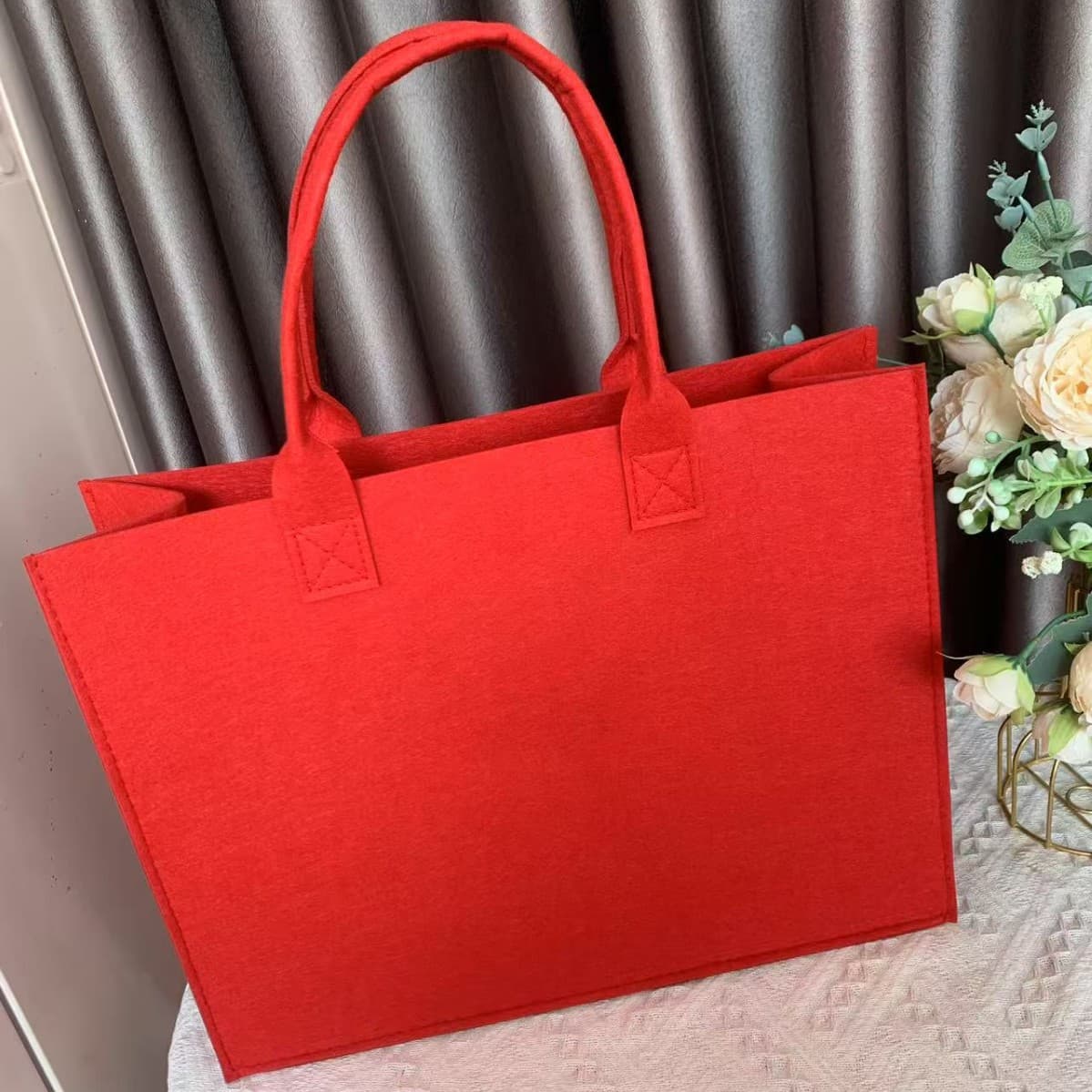 Cross-border Felt Handbag Storage Shopping Tote, Corporate Promotional Gift Felt Bag, Custom Printed Felt Bag Wholesale