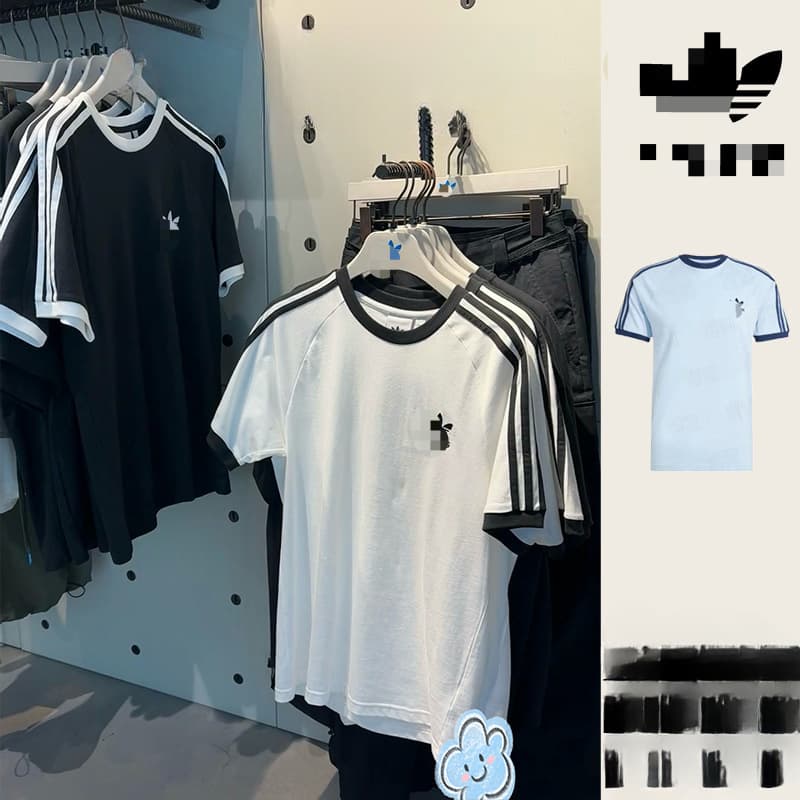 Adidas Originals Jennie Style Casual Sports T-Shirt Short Sleeve Summer Loose Round Neck Embroidered Couple's Shirt