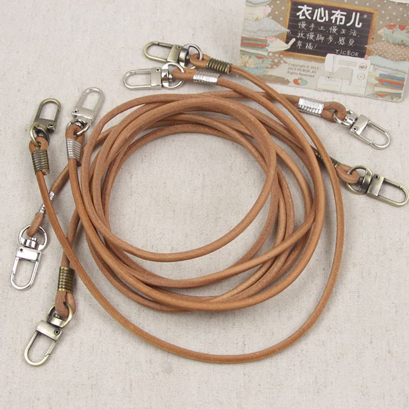4mm Handmade Round Cowhide Leather Cord Bag Strap, Small Handle, Crossbody Chain Backpack Rope Handle, Kiss-Lock Bag Accessory