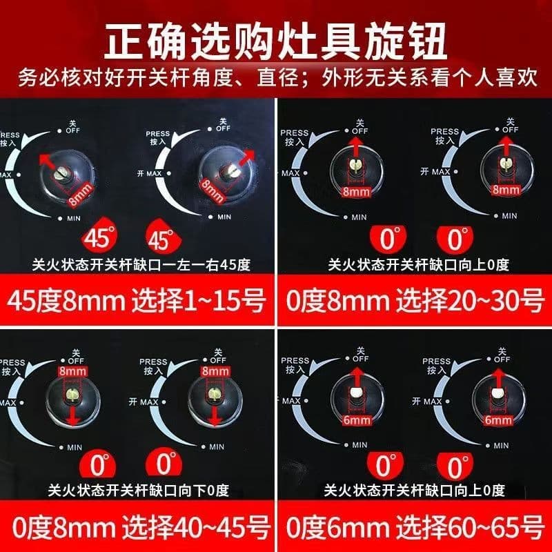 Gas Stove Switch Knob Accessories, Natural Gas/Liquefied Gas Stove, Desktop Metal Ignition Button