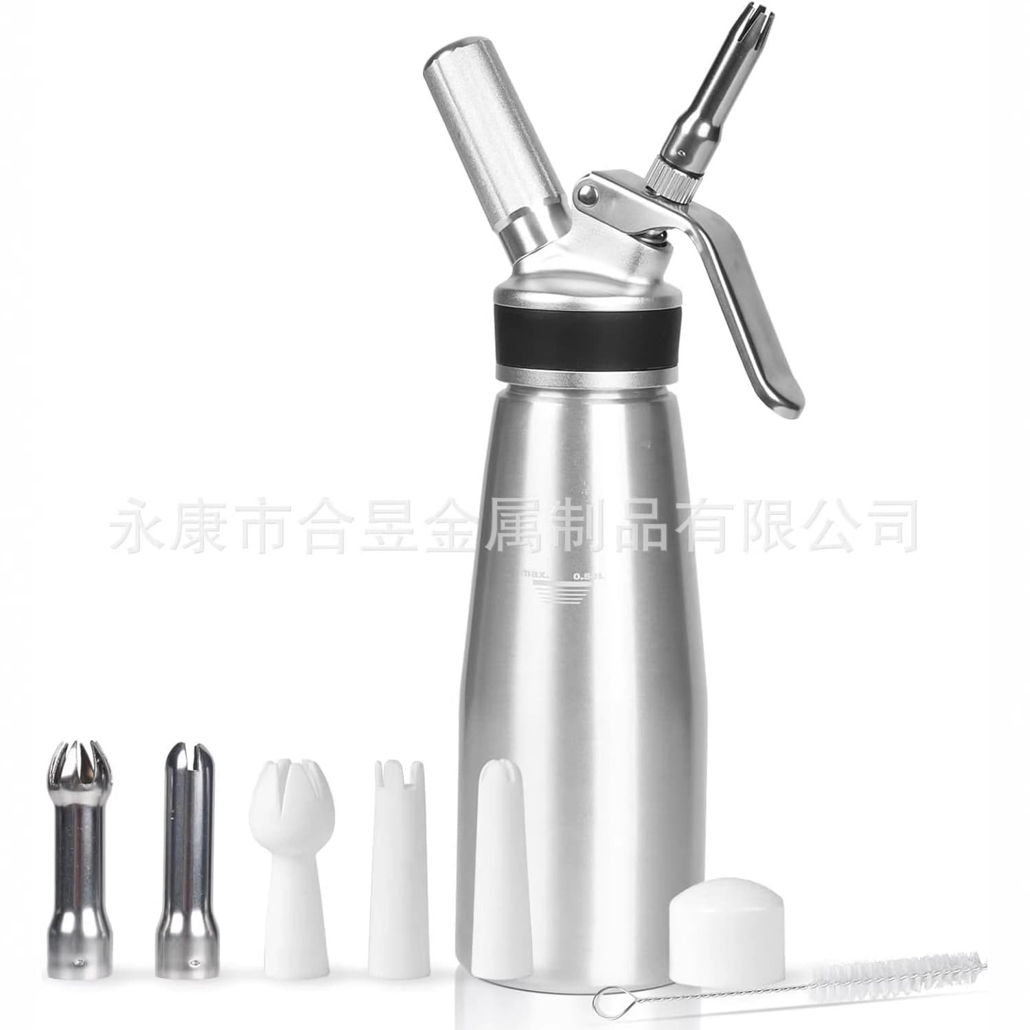 Aluminum Whipped Cream Dispenser, Decorating Nozzles