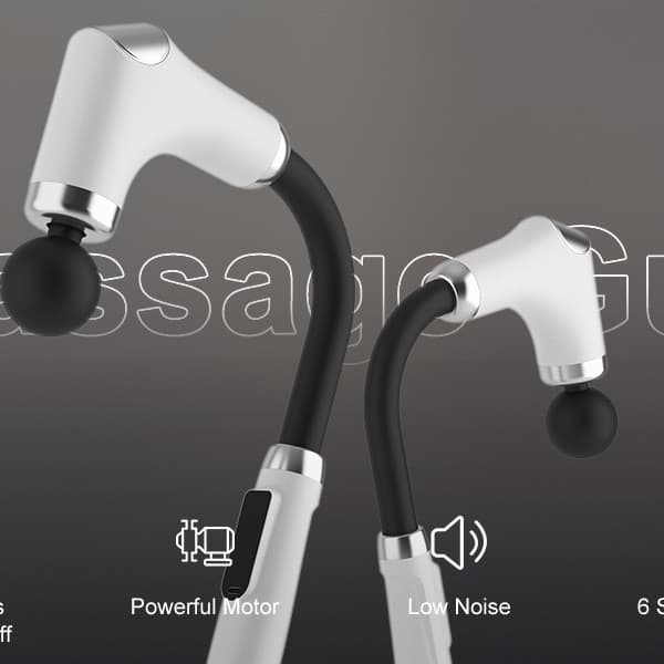 Cross-border Curved Head Muscle Massager Gun, Long Handle Full Body Massager, Meridian Massager with Massage Probes