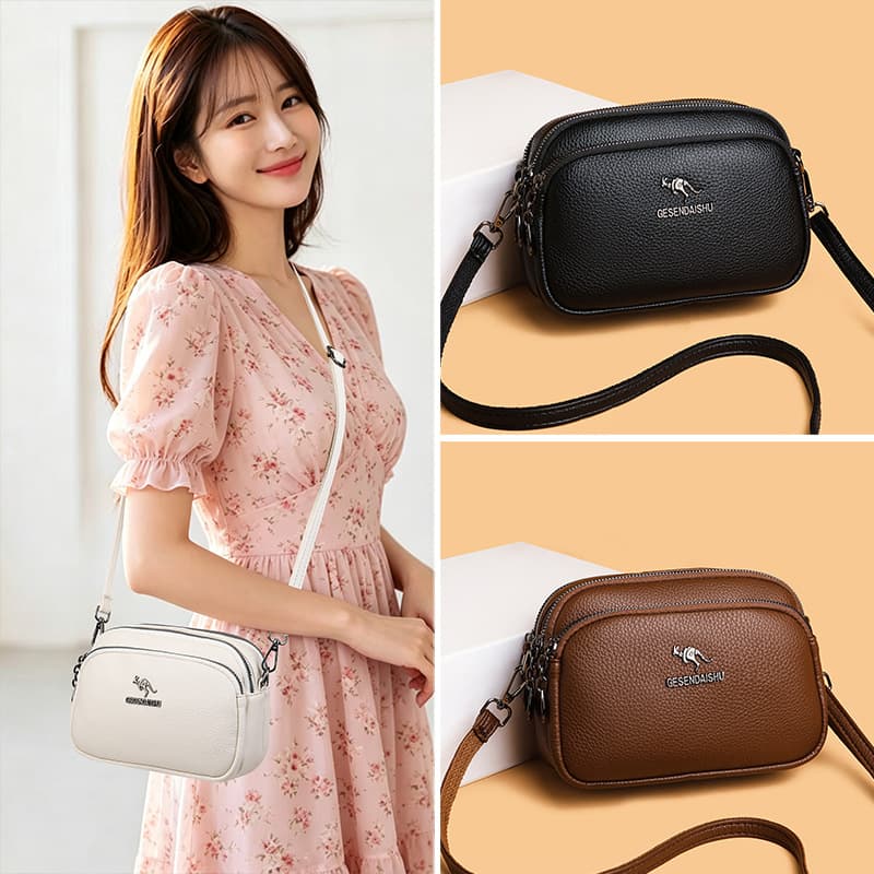 Cross-border Women's Bag Minimalist Premium Litchi Grain Small Square Bag Middle-aged Women Mom Bag Large Capacity Shoulder Crossbody Bag