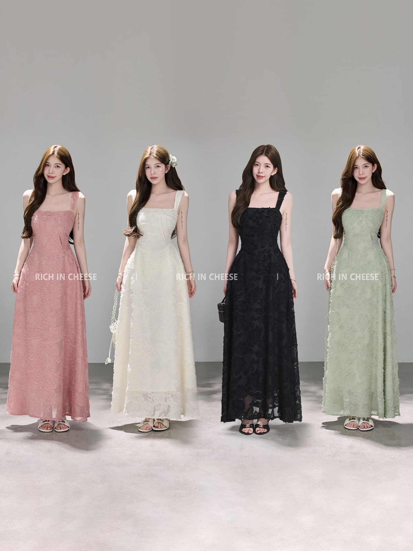 Shuhulei Dream Flower French Exquisite Jacquard Camisole Dress for Women, High-End Elegant Waist-Slimming Long Dress