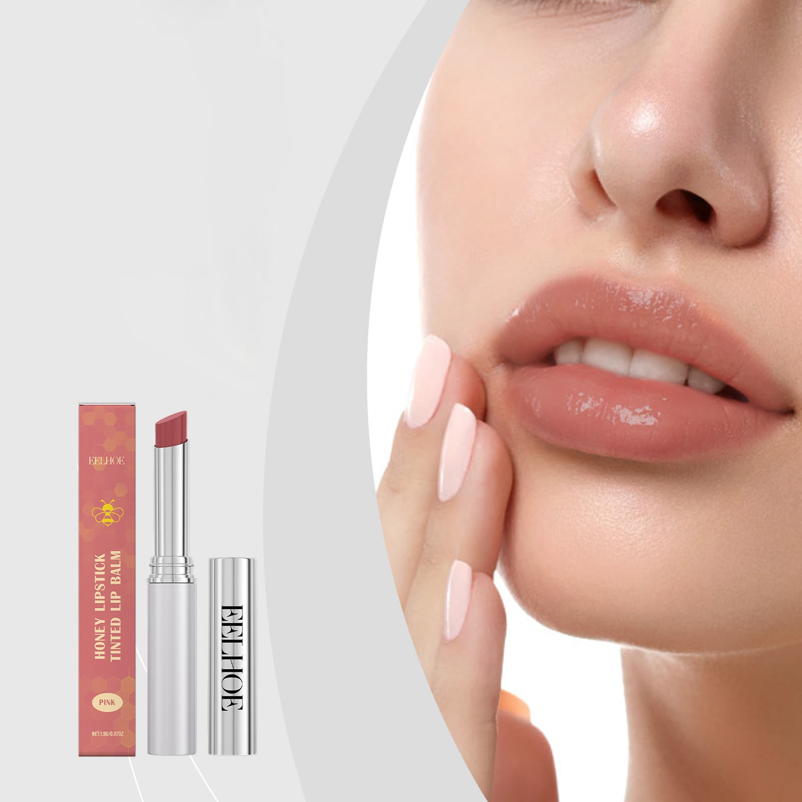 Soft Honey Lip Balm (Pink) Glossy, Smooth, Color-Rich, Natural Shine, Exclusive for Cross-Border Amazon