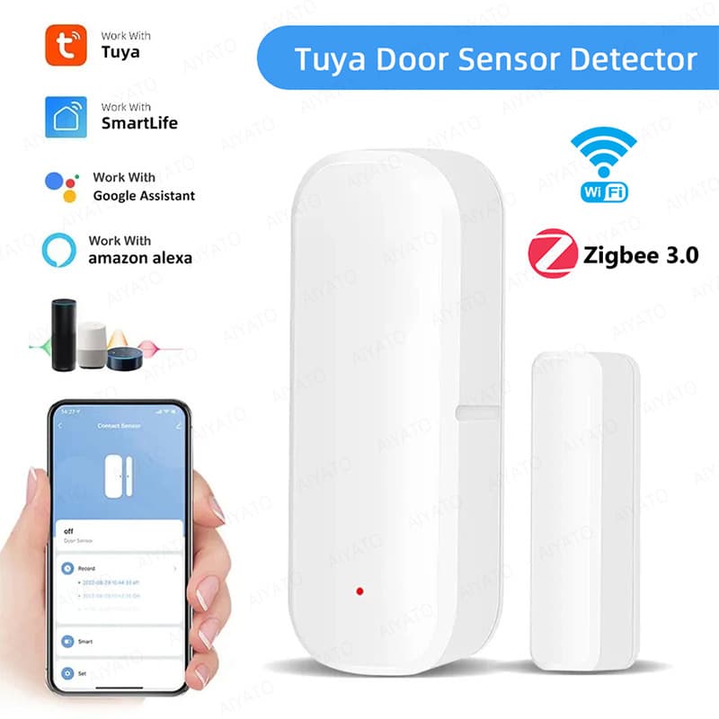 Tuya WiFi Door Window Magnetic Sensor Detector Indoor Door Magnetic Alarm Sensor Smart Alert