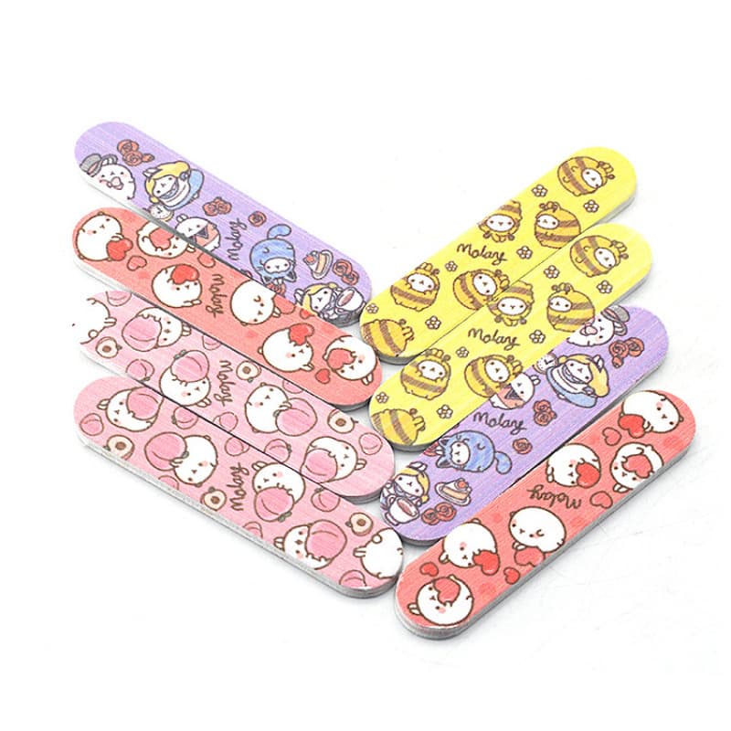 Mini cute cartoon nail rubbing pattern polishing strip printed sand strip flower file nail sticker matching rubbing strip