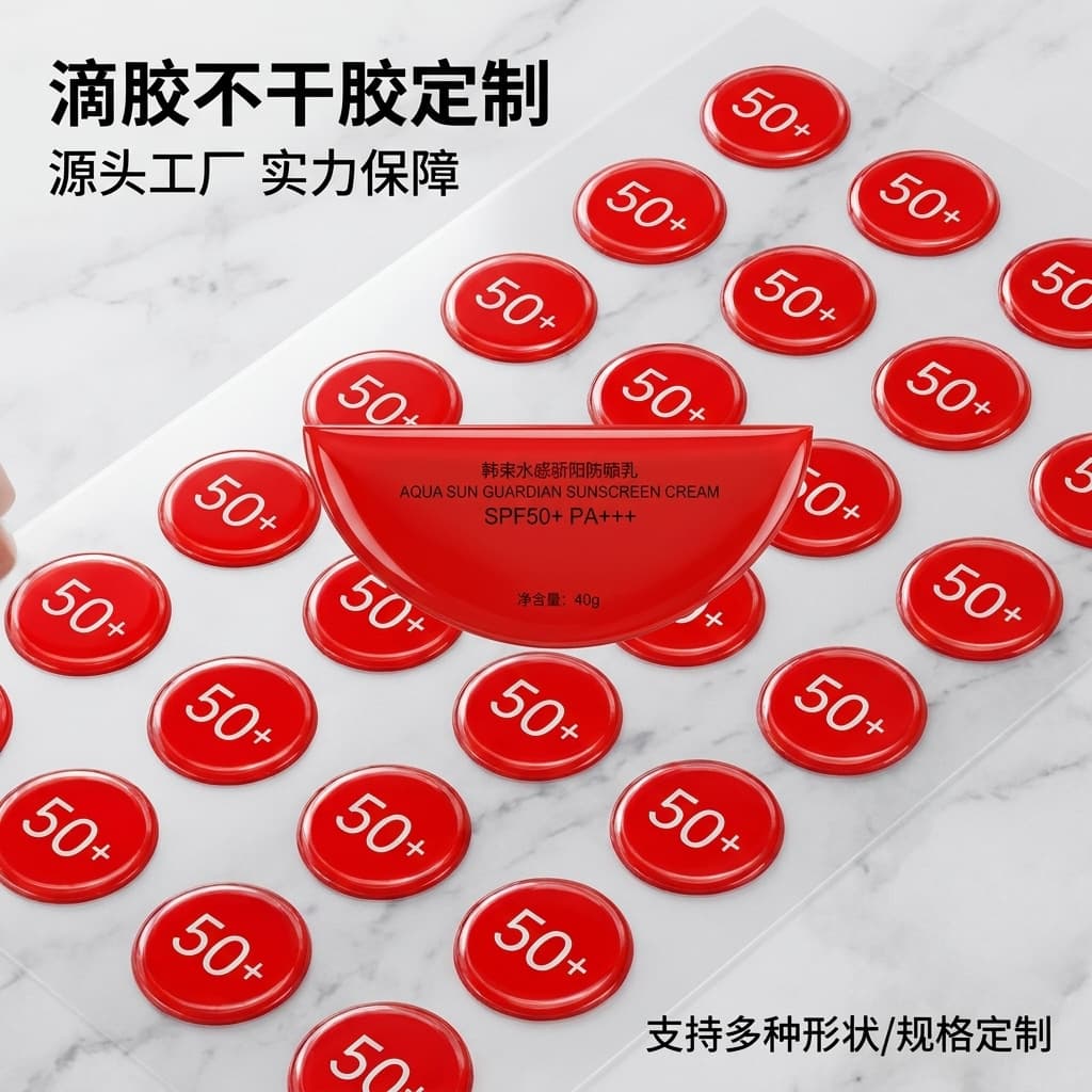 Customized Epoxy Adhesive Labels and Stickers, Custom 3D Labels, Custom Cosmetic Epoxy Stickers, Non-Drying Adhesive