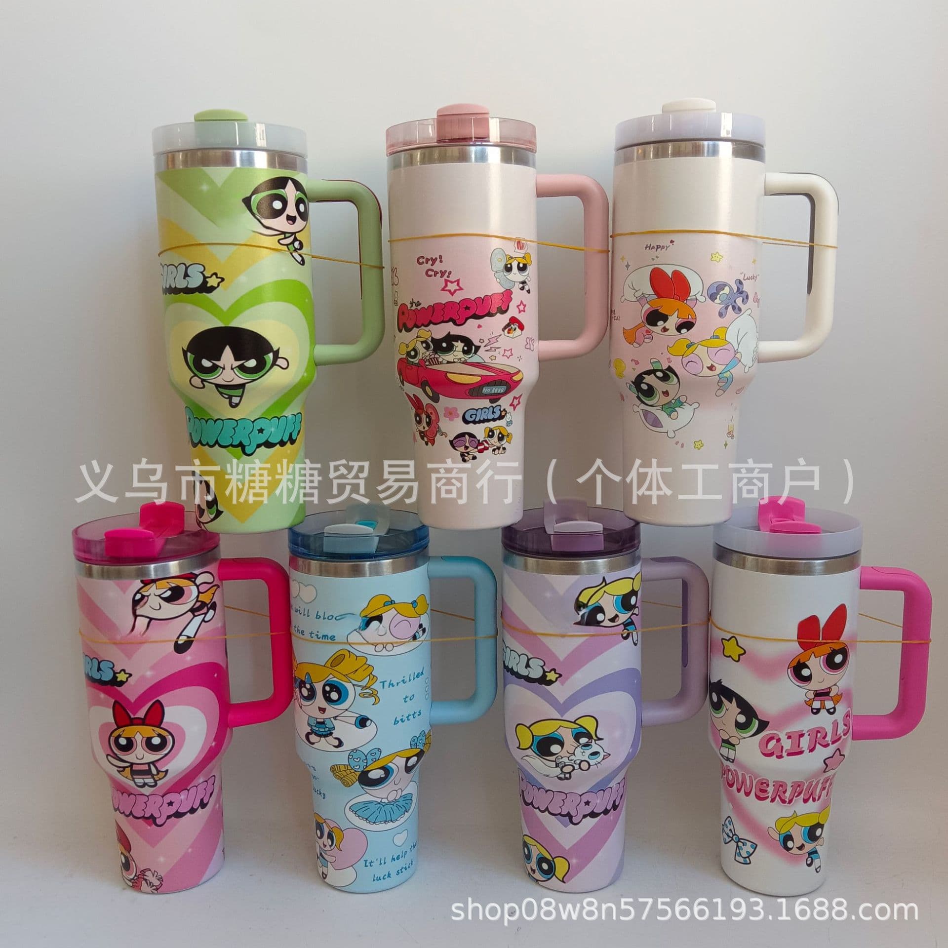Cross-border 40oz Car Cup with Handle 304 Stainless Steel Insulated Tumbler The Powerpuff Girls In Stock