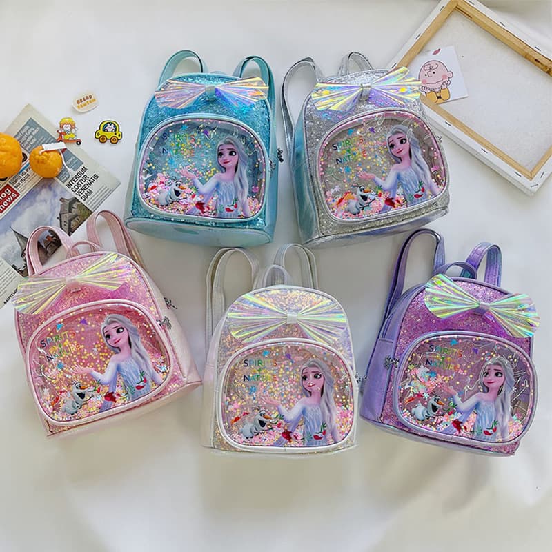 Kids Bag 2025 Autumn New Style Glitter Bow Backpack, Princess Transparent Backpack, Kindergarten Bag for Export