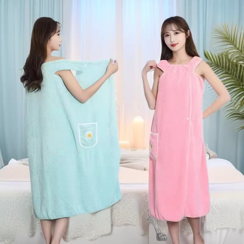 Coral Fleece Bath Skirt Wholesale Wearable Adult Absorbent Bathrobe One-Piece Home Long Pineapple Grid Bath Skirt