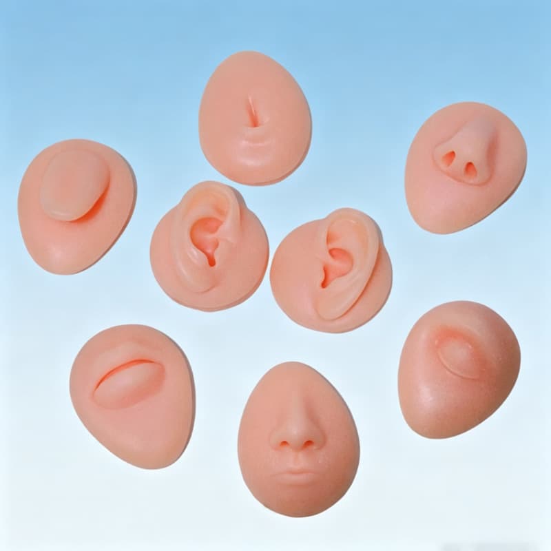Human Facial Features Model Piercing Teaching Display Prop Soft Silicone Simulation Ear Lip Nose Belly Button