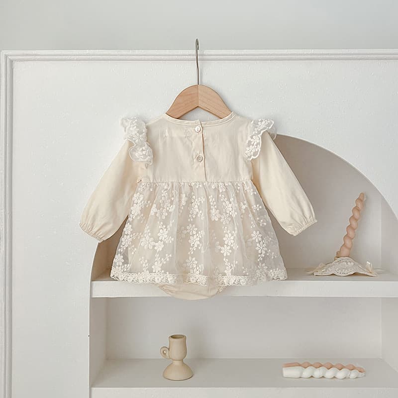 2025 Spring and Autumn New Infant Girl One-piece Bodysuit Korean Style Small Lace Long Sleeve Romper Long