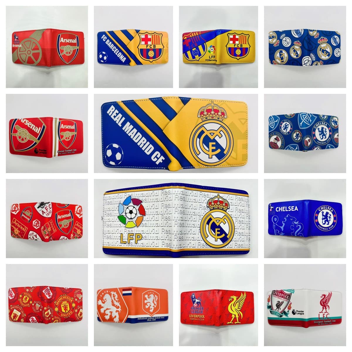 Football Club Coin Purse Club Team Icon PU Short Two-Fold Coin Purse Leather Wallet Card Holder for Men