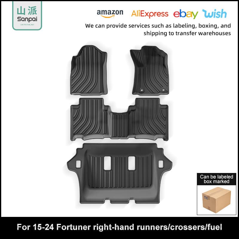 TPE Car Floor Mats for 2015-2024 Toyota Fortuner Runner/Transit, Cross-border Supply