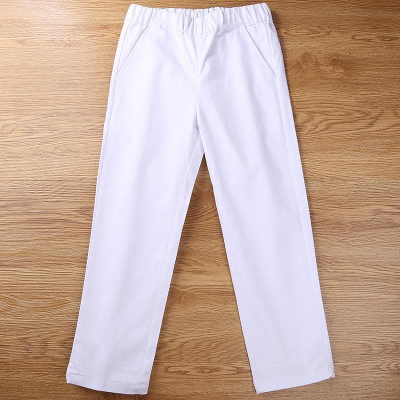 Children's Pants White Spring and Autumn Trousers Middle and Large Children's School Uniform Pants Boys and Girls Casual Pants Pupils Performance