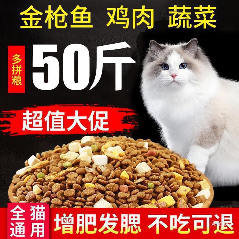 Cat Food Large Bag in Jin, All-Life Stages Complete Formula for Weight Gain and Cheek Development, Stray and Rural Cats