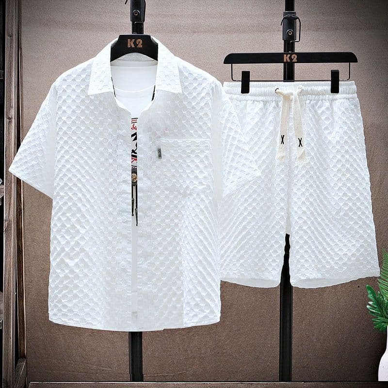 Men's summer suit, short-sleeved T-shirt, shorts, sports suit, loose casual suit, handsome suit