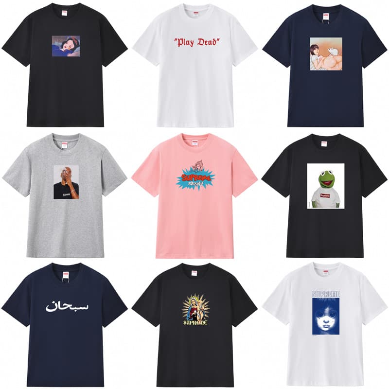 Cross-Border Supply and Foreign Trade Wholesale Trendy Brand Supreme Short-Sleeve American-Style Box Classic 240g T-Shirt for Men