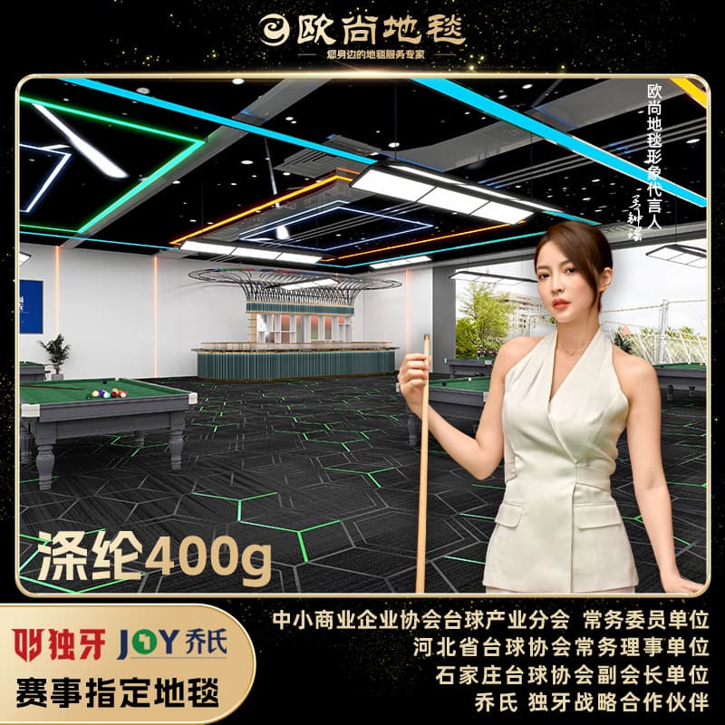 Billiards hall carpet, wear-resistant, moisture-proof, commercial printed, full-coverage, fire-retardant, thickened nylon carpet for billiard rooms and offices.