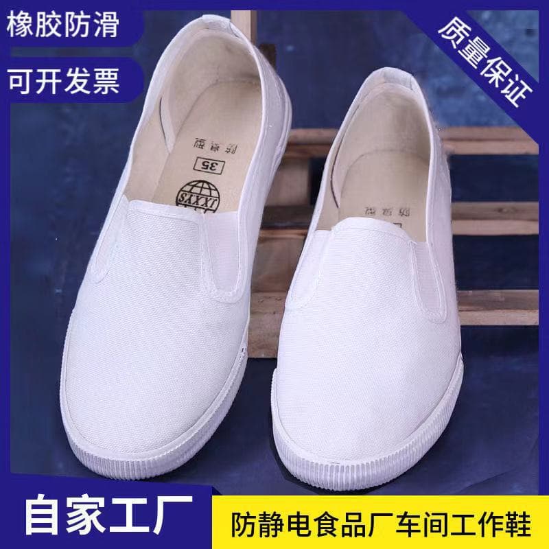 Unisex Anti-Static Canvas Slip-On Work Shoes Low Cut Casual Style Flat Heel Cotton Lined Boots for Men And Women