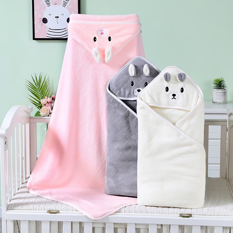 Coral Fleece Kids Hooded Bath Towel - Hooded Cloak Bag Toy Cartoon Thickened Baby Bath Towel Bag Towel