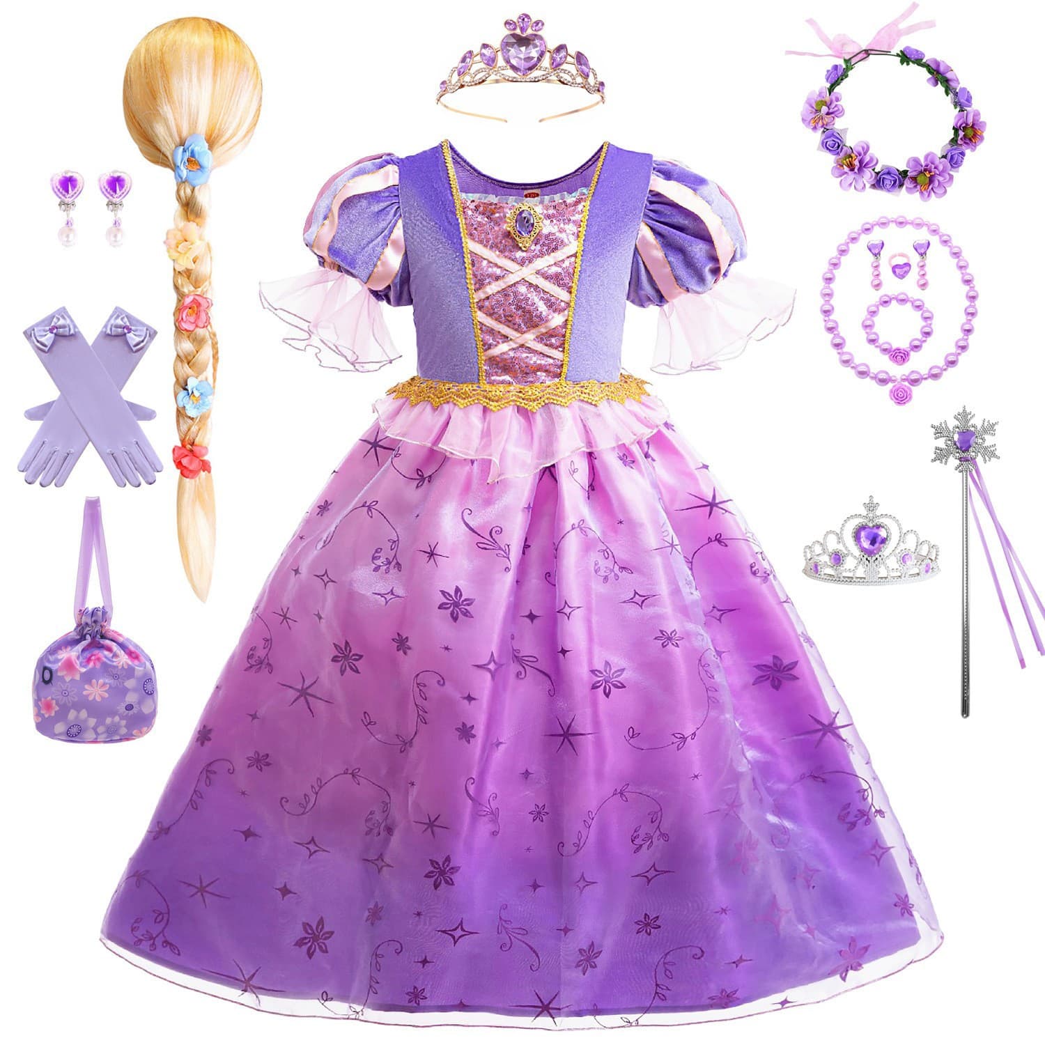 Cross-border Trade Tangled Rapunzel Princess COS Dress High-Quality Stage Performance Costume NN89
