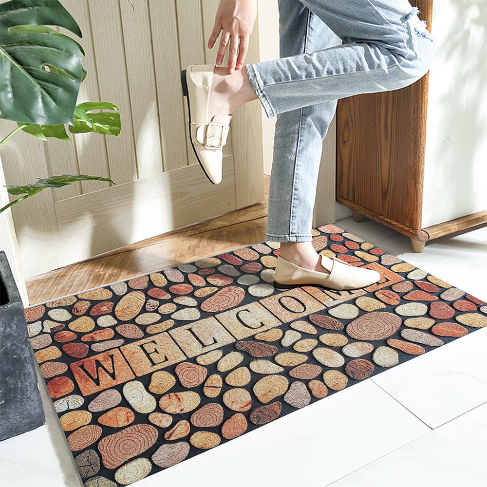 European and American entrance rubber doormat, indoor/outdoor rug, dust-proof and anti-slip mat for villa front door