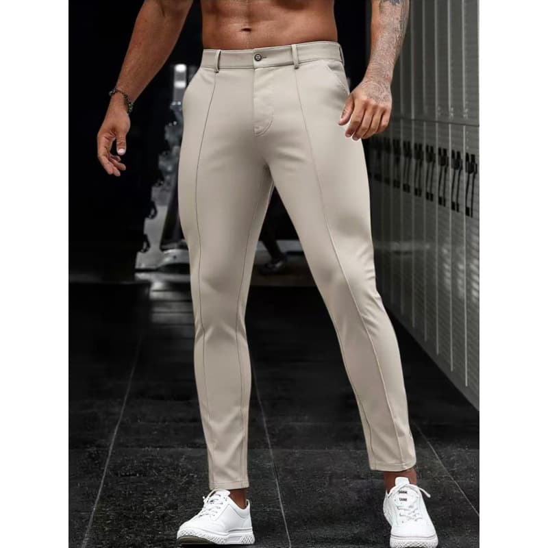 2026 Summer New Men's Slim Casual Pants Solid Color Elastic Business Versatile Trendy Men's Pants