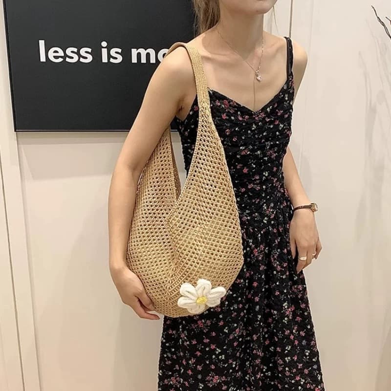 Summer New Large-Capacity Woven Shoulder Bag, Underarm Bag, Tote Bag, Women's Summer Woven Bag, Seaside Beach Bag