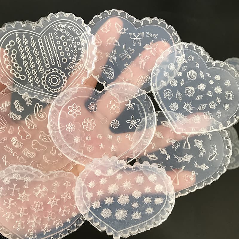 Highly transparent relief snowflake nail art silicone mold flower fishtail butterfly nail decoration production oxidation-resistant abrasive tool