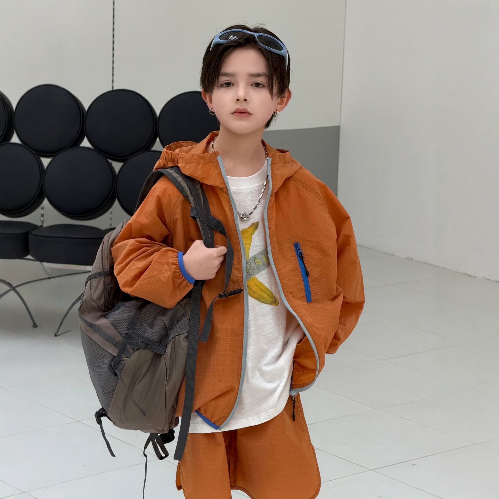 Boys Summer Set 2026 New Children's Hooded Sun Protection Jacket Korean Style Trendy Two-Piece Set Summer Kids Clothing