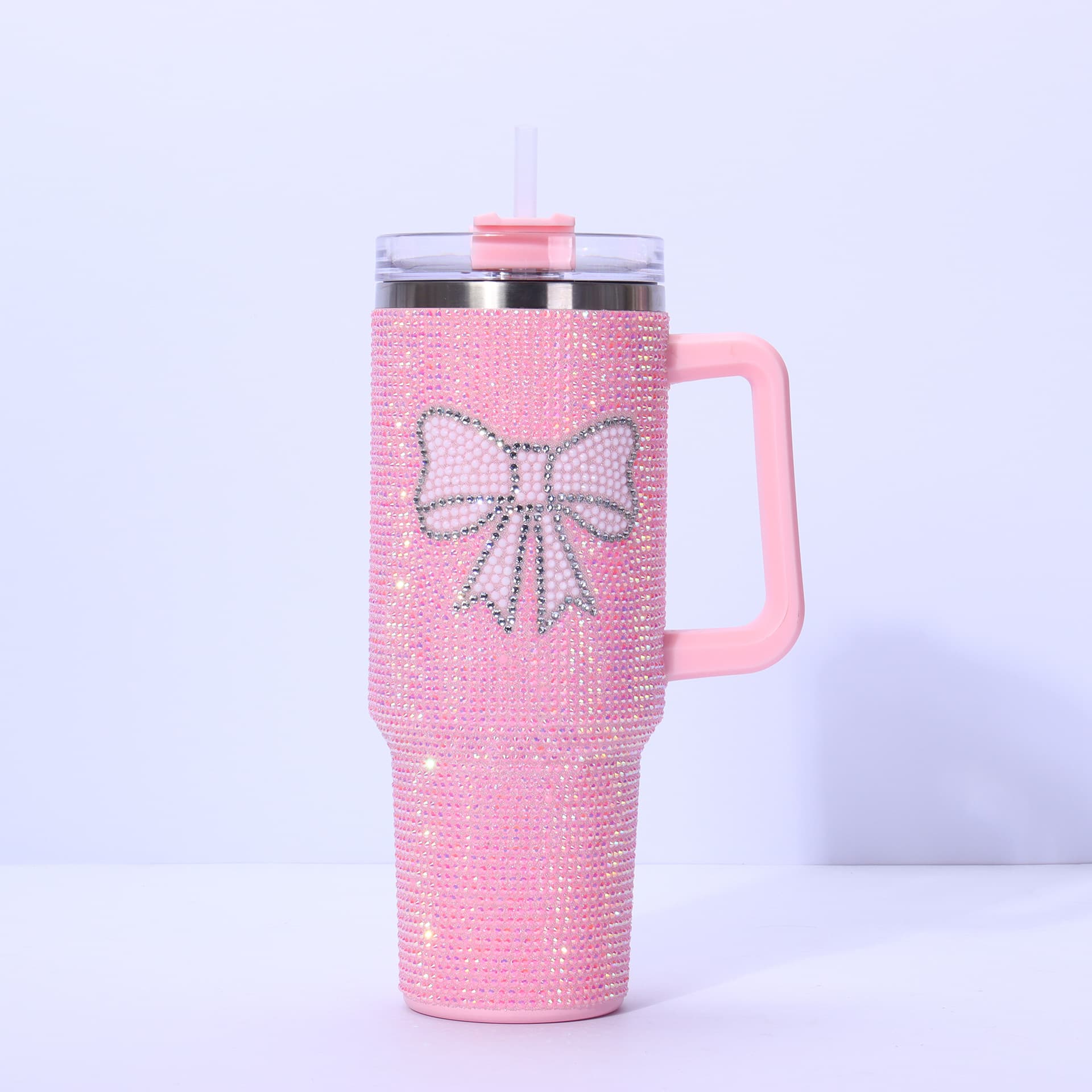 Amazon Rhinestone 40oz Handle Car Cup 304 Stainless Steel Insulated Cup Large Capacity Car Ice Tumbler Wholesale