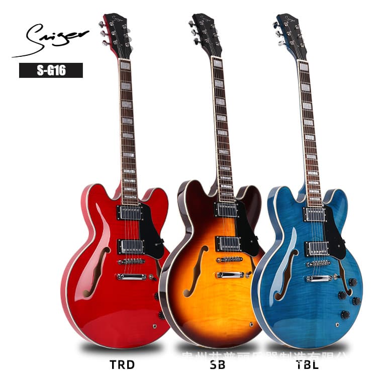 Semi-Hollow Electric Guitar Wholesale Instrument Electric Guitar Factory Entry-Level Rock Guitar Rosewood Neck Guitar